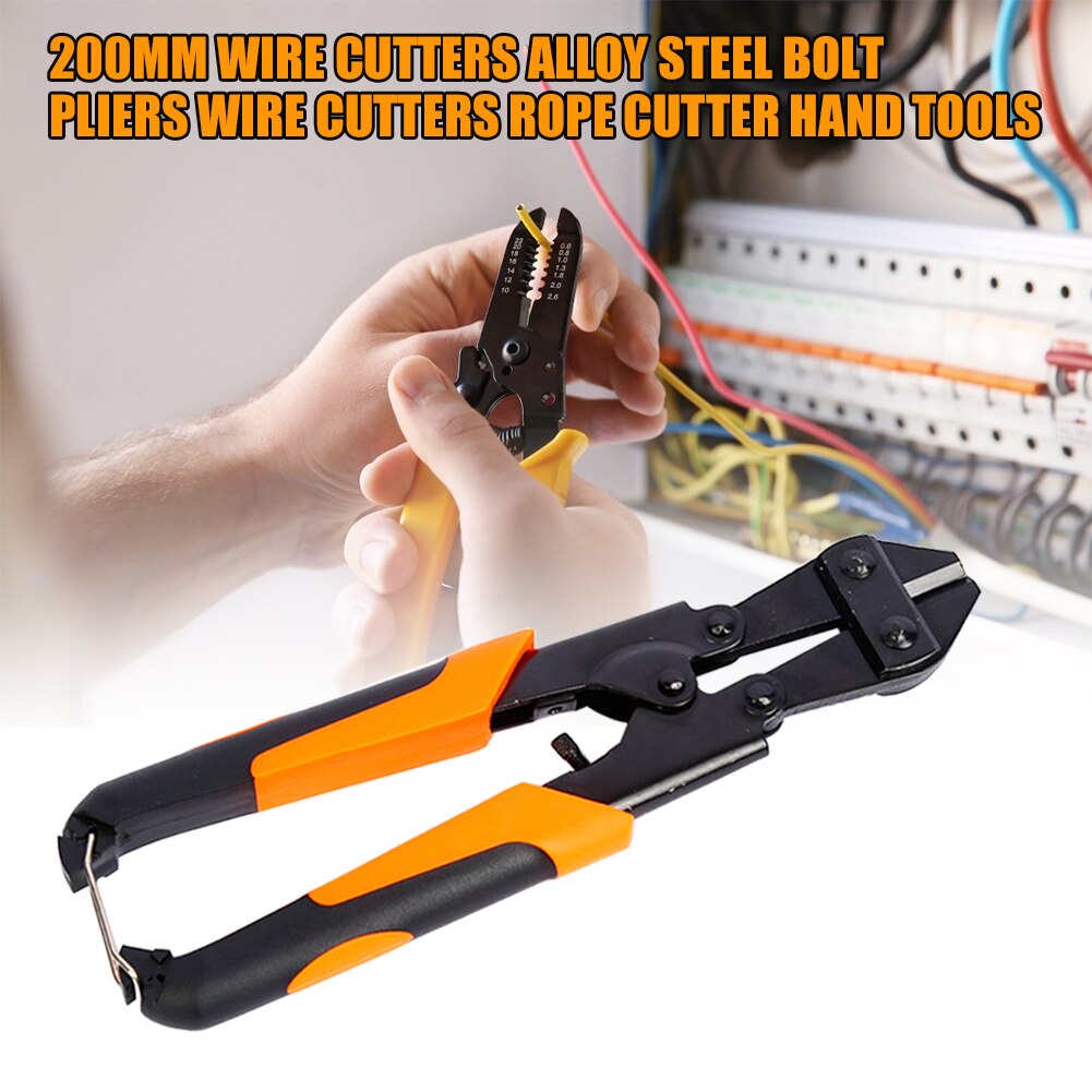 8 inch Multi-function Bolt Cutter Pliers Alloy Steel Rope Scissors Wire Cable Cutters Chains Jaw Cutting Tools for Electrical