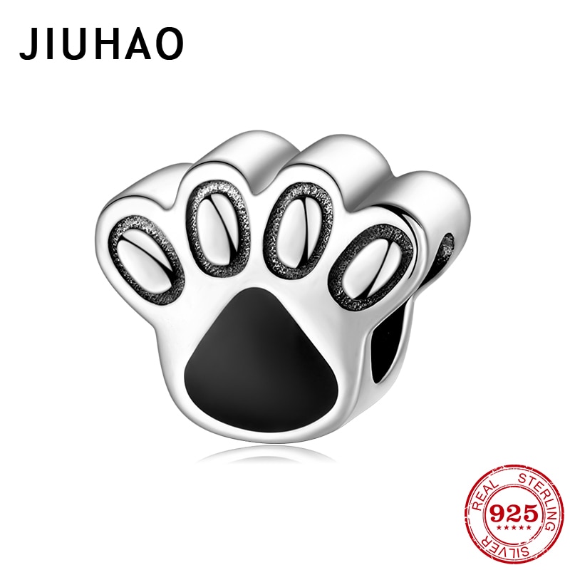 Di lusso del canna Zampa perline 925 sterlina d'argento balck Fascino Dello Smalto Misura Fascino Originale JIUHAO Braccialetto D'argento Dei Monili 925