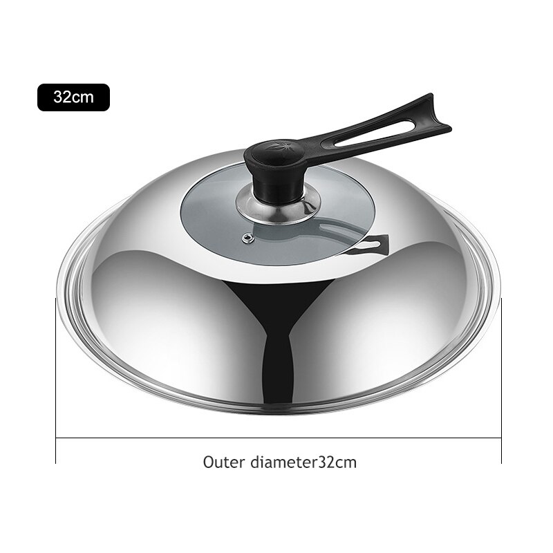Stainless Steel Pot Lid,Household Frying Pan Lid Anti-scalding Wok Lid Transparent Steamer Lid Universal Glass Lid -32/34/36cm: 32cm
