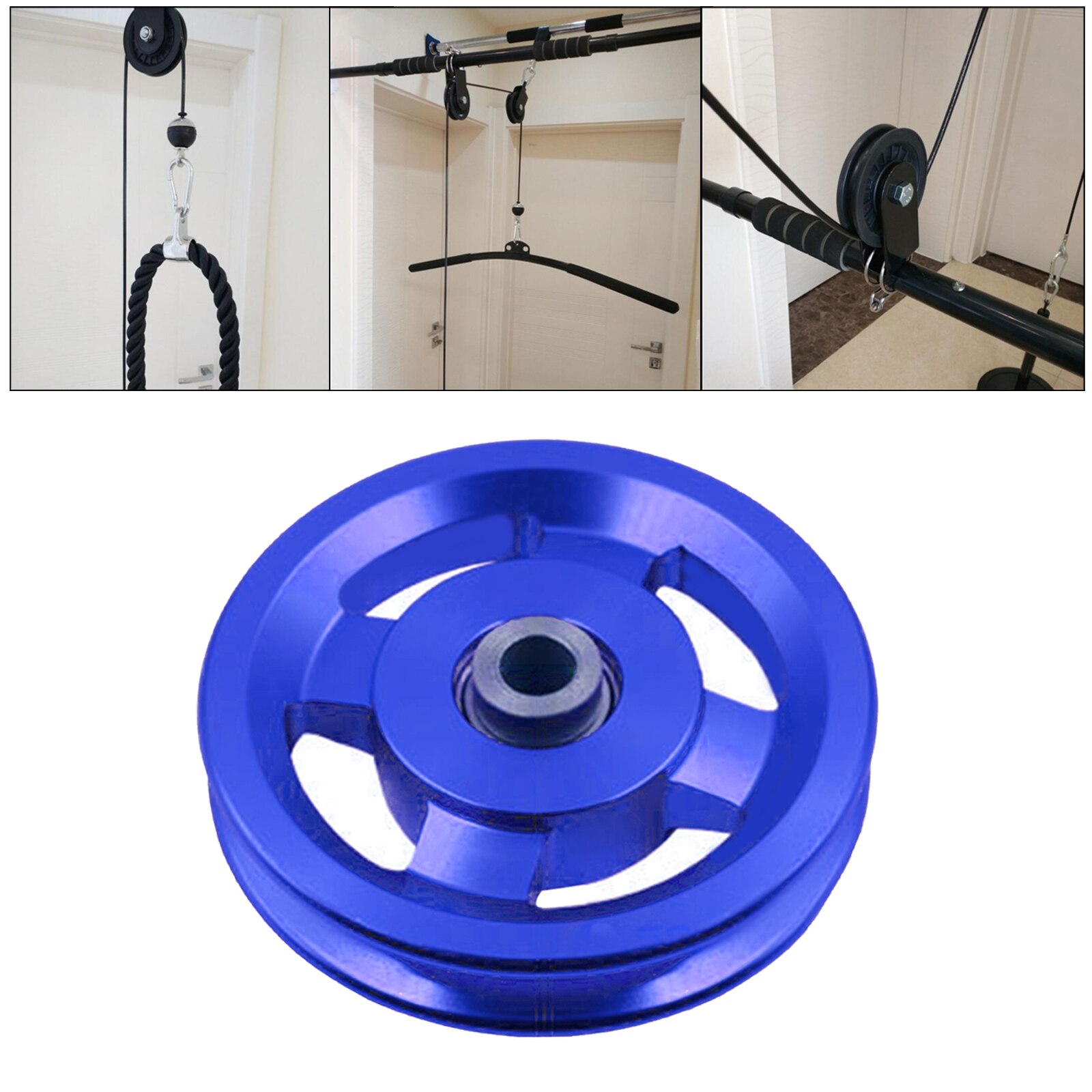 Bearing Pulley Wheel Cable Gym Equipment Parts, Aluminium Alloy, Sturdy and Durable: Blue 95mm