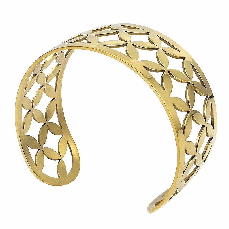 Stainless Steel Bracelet For Female Male Adjustable Hollow Arm Cuff Bangles Gold/Rose Gold/Silver Color Bangles Trendy Jewelry