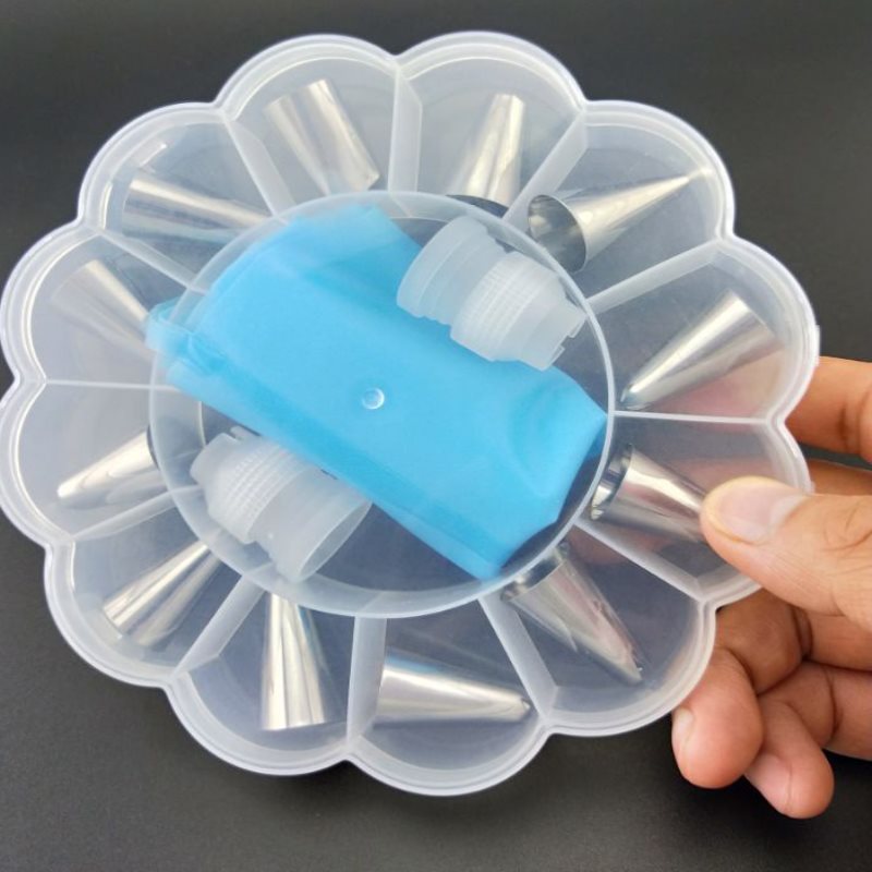15 Stks/set Van Siliconen Spuitzak Decorating Nozzle Set Herbruikbare Spuitzak 12 Nozzle Groepen Cake Decorating Tool: Blauw