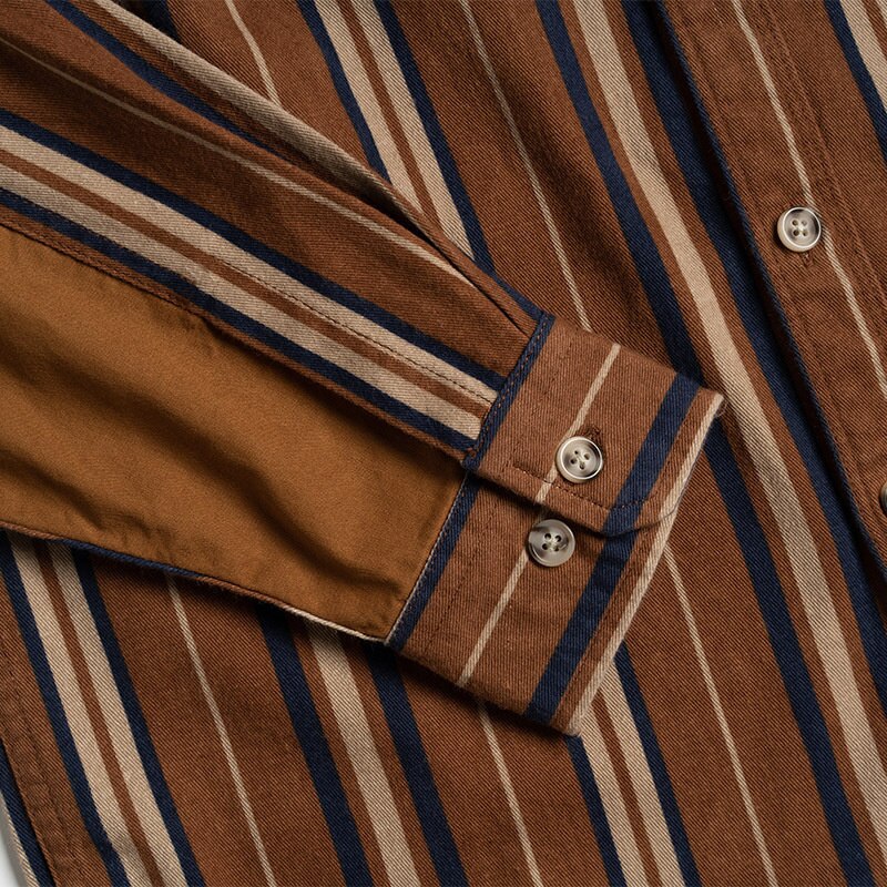 Camisas De algodón De manga larga con botones para Hombre, Camisas De rayas verticales verdes Vintage, Tops, ropa De calle coreana