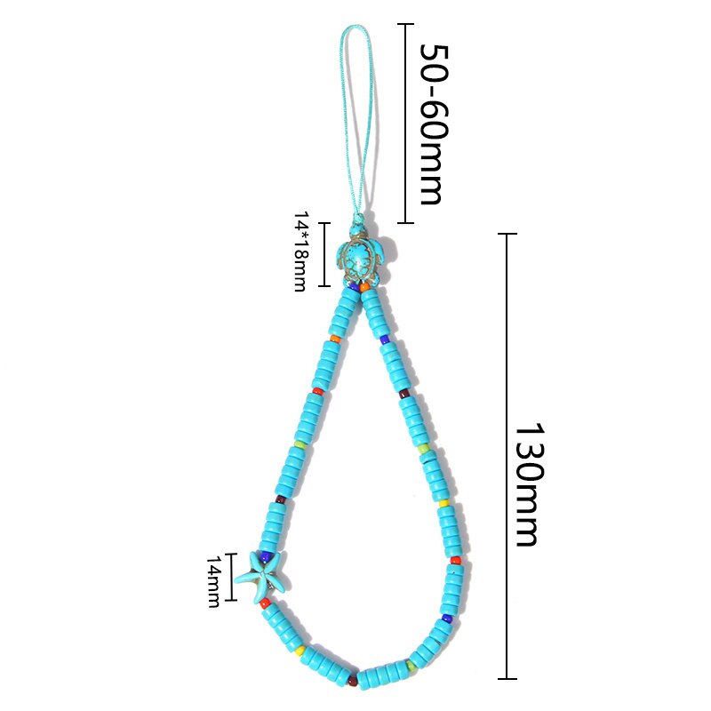 Heishi – bracelet de téléphone portable tendance, perles d'argile perlées, chaîne de téléphone, amour sourire fleur téléphone bijoux pour femmes Anti-perte: NO.6 Blue