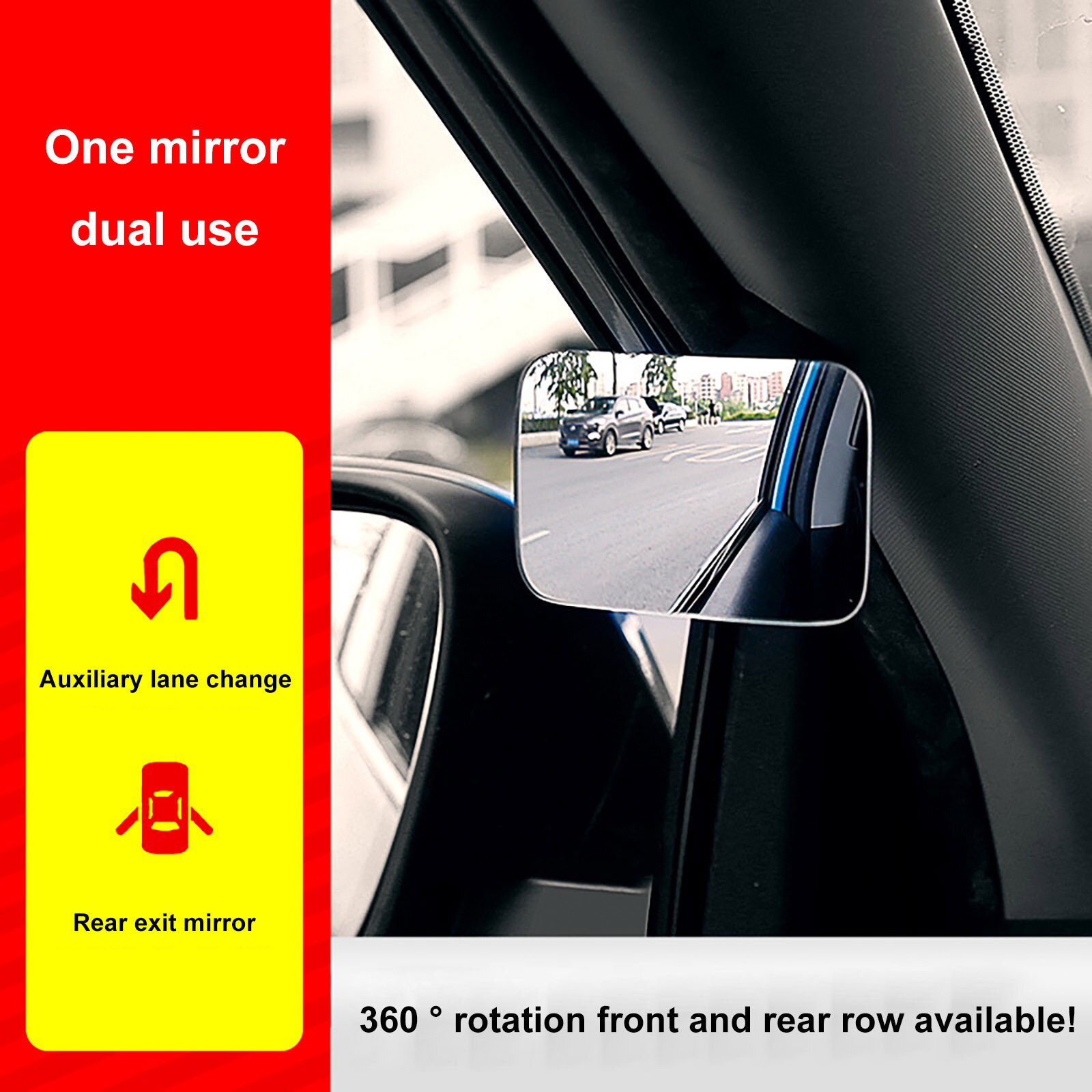 Car 360 Wide Angle rectangle Convex Mirror Car Vehicle Side Blindspot Blind Spot Mirror Wide Rear View Mirror Small Round Mirror