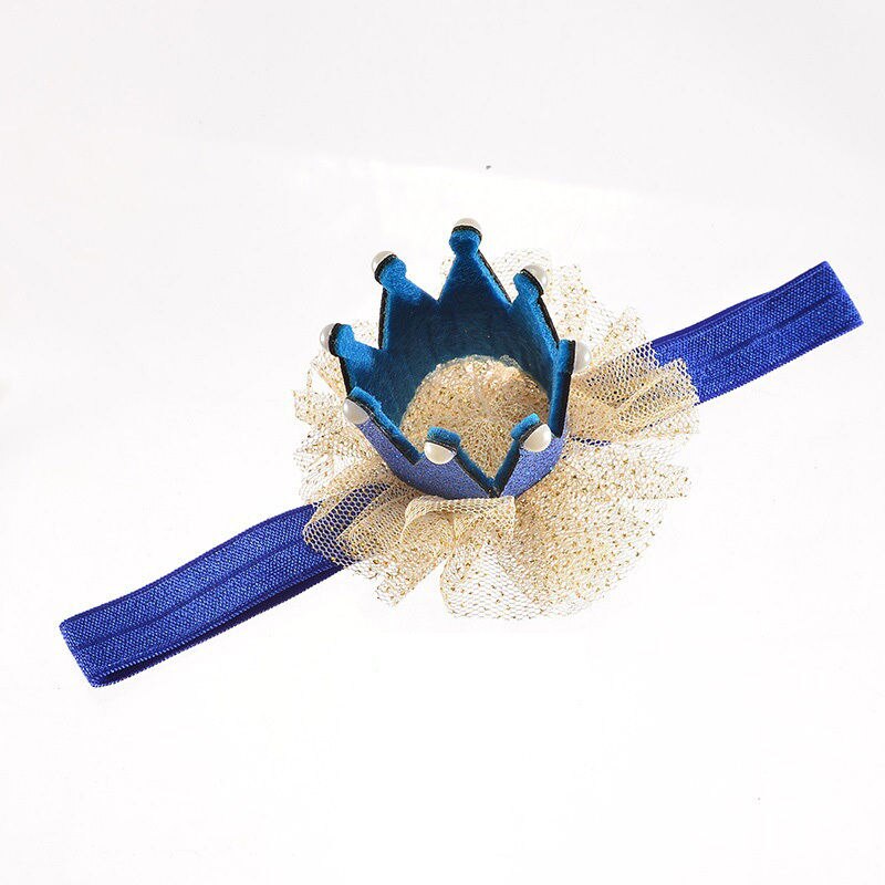Newborn Crown Headband Gold princess crown Baby Girls Cute Hair Band Infant Kids Hair Accessories Children Photo Props 1pc Xmas: Blue