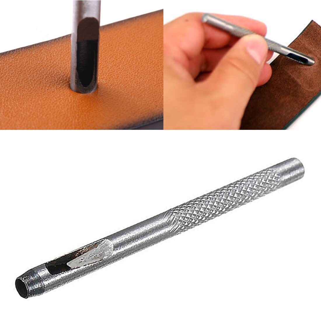 1 Pc Hole Maker Houten Handvat Naaien Stiksels Ponsen Naaien Levert Ijzer Punch Gereedschap Lederen Craft Tool