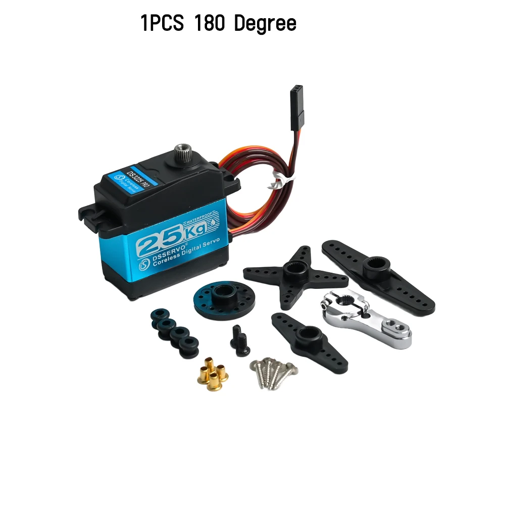 DS3225 Pro actualizar 25KG Servo Digital sin núcleo alto Torque 180/270 grados engranaje de Metal impermeable para 1:8 1:10 1:12 RC coche Robot: YELLOW