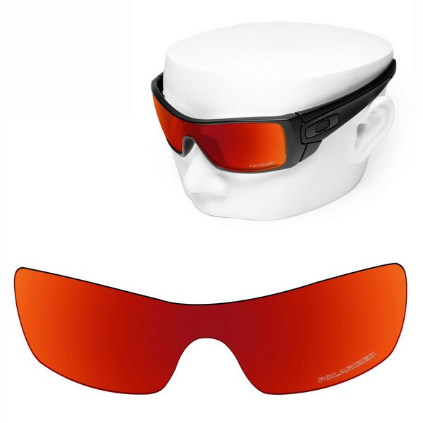 Oowlit anti-ridse udskiftningsglas til oakley batwolf  oo9101 ætsede polariserede solbriller: Ildrødt spejl