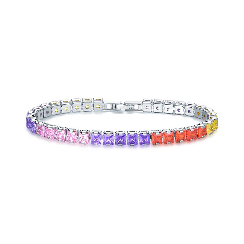 UMODE 0.25ct Cancella Piazza Cubic Zirconia Bracciale Tennis per le Donne Degli Uomini di Cerimonia Nuziale Dei Monili di Lusso 0.16 pollici Femme Moda UB0178A: Five separation / 17 centimetri