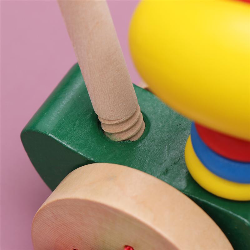 Baby skubber sjovt billegetøj tegneserie dyrevogne legetøj baby rollator trævogne legetøj skubbestang vogn legetøj (frø)