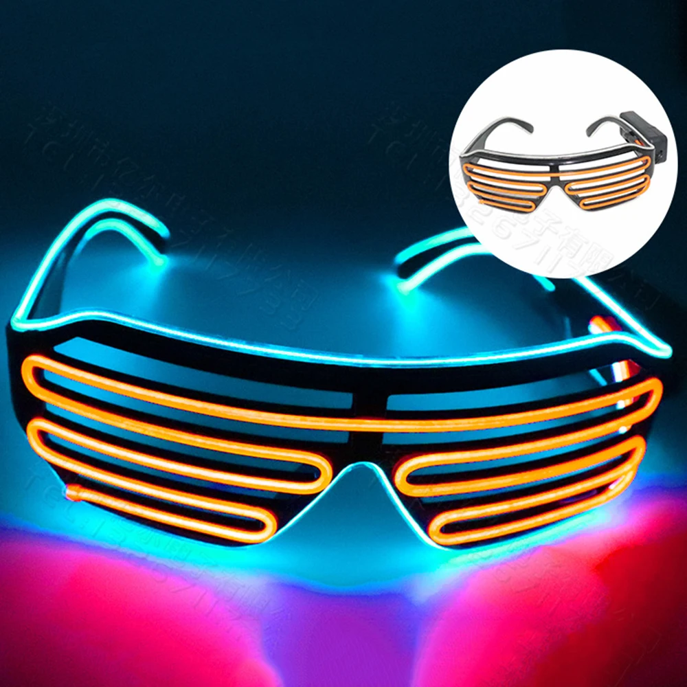 Lunettes rave néon à obturateur clignotant à LED, lueur dans l'obscurité, nuances, Noël, fête d'Halloween: Gris clair