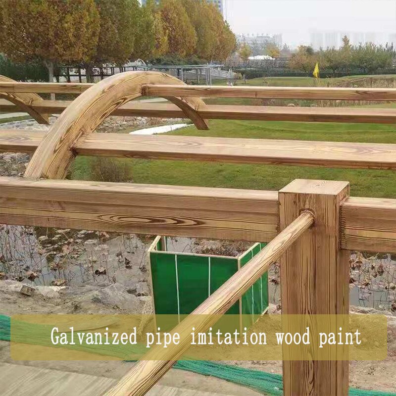 Pintura de madera de imitación de Metal, pintura de arte en agua, efecto de madera de imitación de pared de cemento, tubería galvanizada en madera