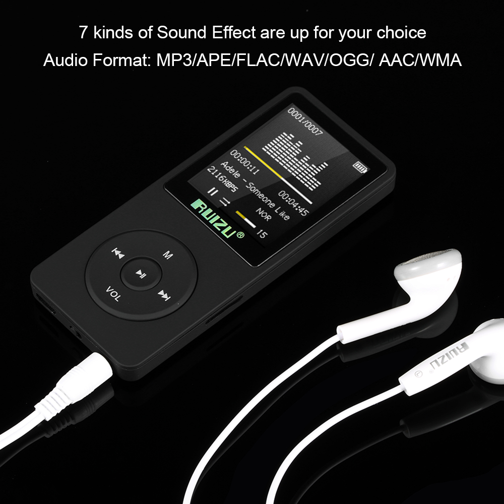 RUIZU X02 8GB 1.8in MP3 MP4 Player HiFi Lossless Sound Stop Watch TF Card FM Radio Recording E-book Calendar Timing