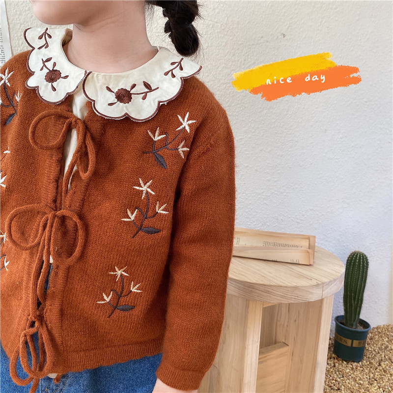 New Autumn Toddler Kids Girls camicia da ricamo manica lunga pizzo di cotone bambini ragazza top camicetta abbigliamento per bambini