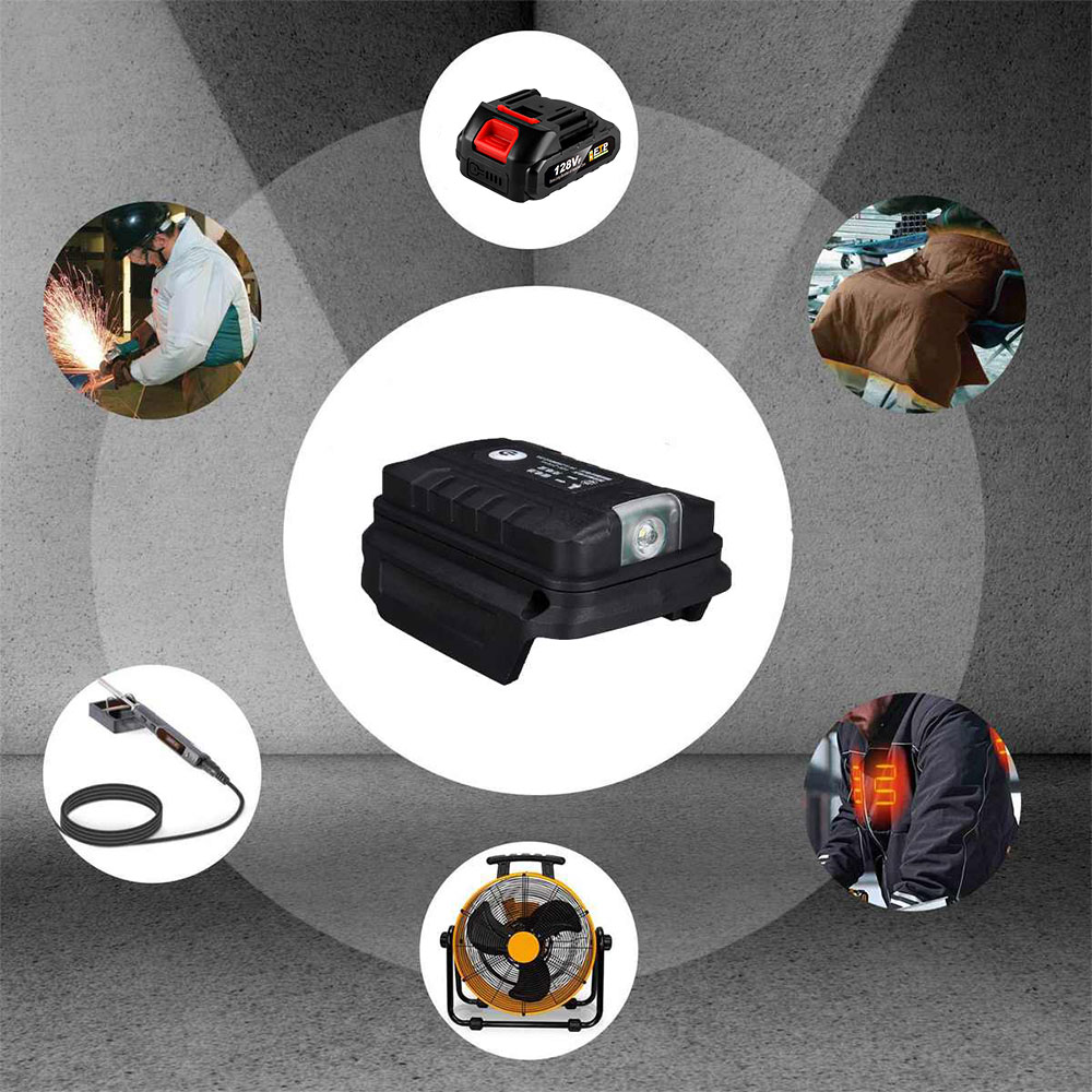 Battery Adapter For Makita 18V Li-ion Battery Dual USB Output Ports Converter Power Bank Phone Charger With LED Working Light