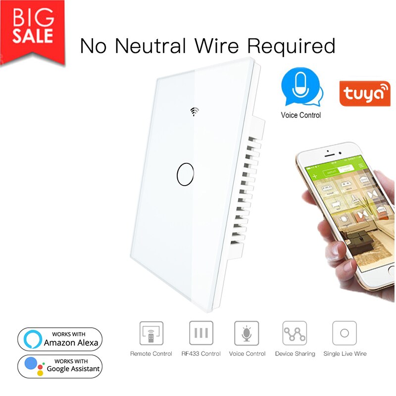 No Neutral Wire Needed Single Wire Timing Switch Work With Alexa Google Home ,tuya/smart Life APP Control Intelligent Switch