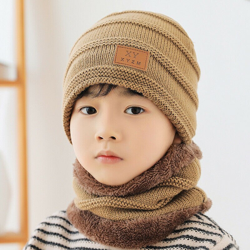 Family Matching Stuff Accessories Parent-child cap Knit Baggy Beanie Winter Hat Ski Slouchy Chic Warm Knitted Cap+Scarf