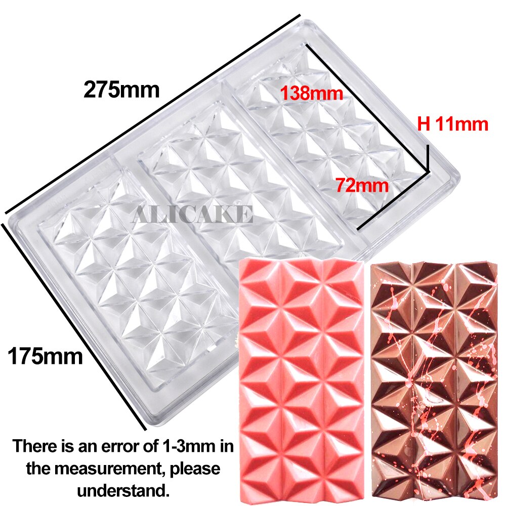 3D Polycarbonate Chocolate Molds for Chocolates Bar Mold Baking Pastry Confectionery Tools Cake Candy Bonbon Moulds Form Tray