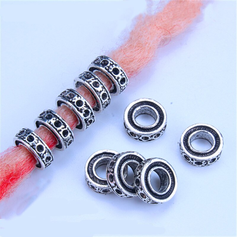 Anillos para el pelo de Metal plateado, trenzas para el cabello, rastas, cuentas, abalorios, rastas, accesorios para el cabello DIY, 5 unids/bolsa: 5pcs  NO.7