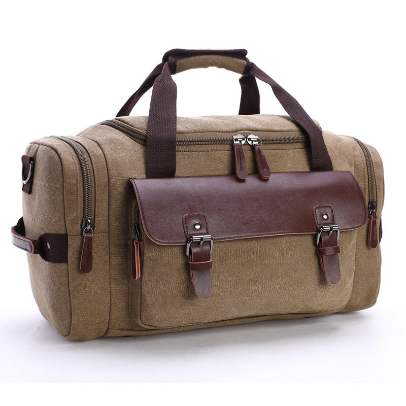Bolso de viaje portátil multifuncional para hombre, bolsa de lona de gran capacidad para equipaje de mano, ideal para el fin de semana, DB49: Caqui