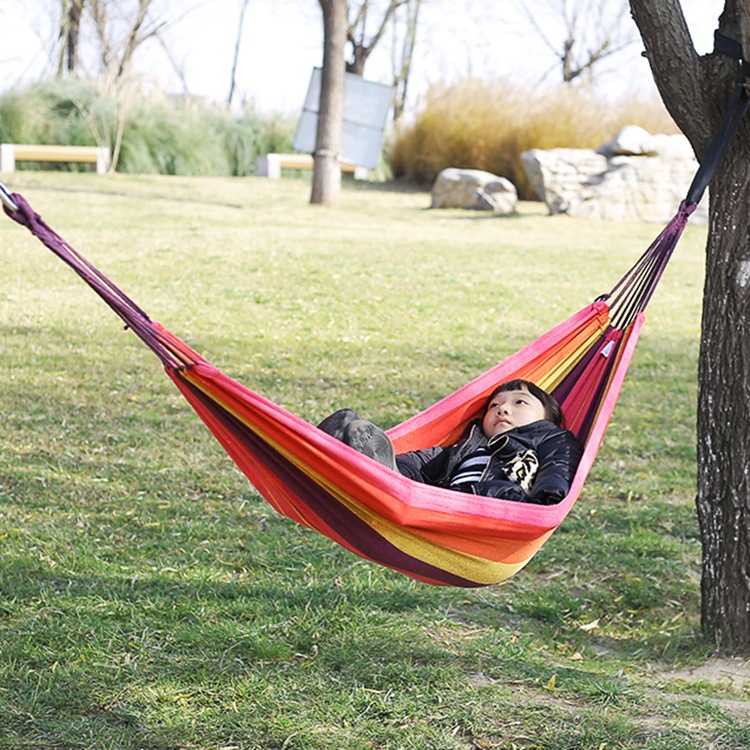 Enkele brede dikke canvas hangmat Outdoor Camping Backpacken Vrije tijd Schommel Draagbare hangende bed Slaapschommel Hangmat