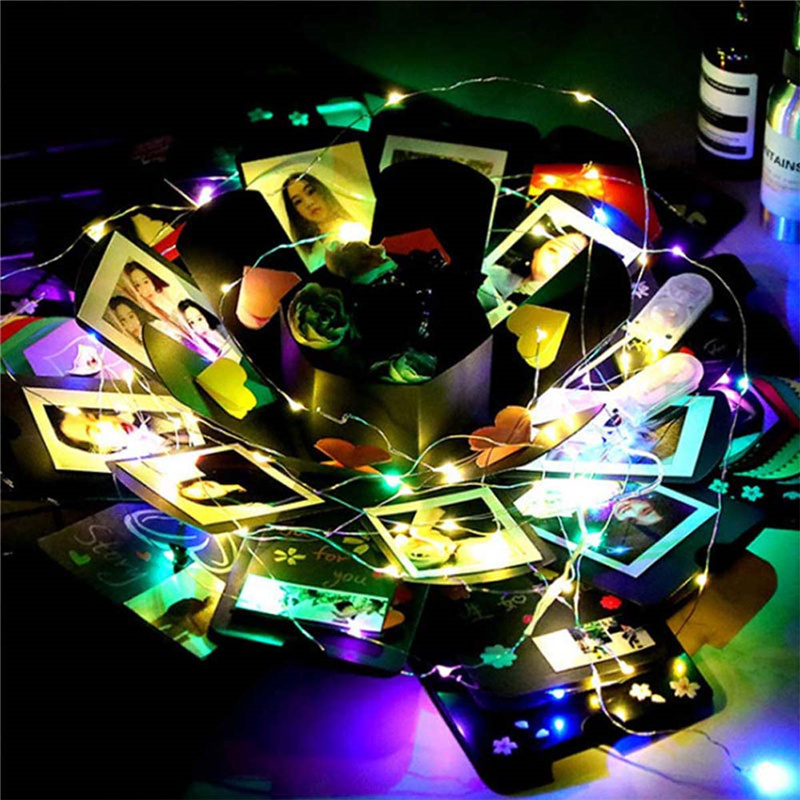 Black Explosion Box DIY Photo Album Scrapbook Folding Boxes Handmade Folding Photo Albums Memory Box