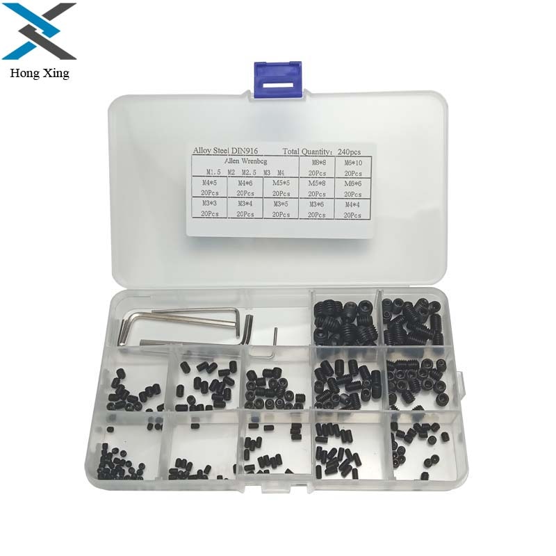 M3/m4/m5/m6/m8 sorte sekskantede gevind jern pcb sortiment skruer bolt sortiment sæt kop spids skruenøgle