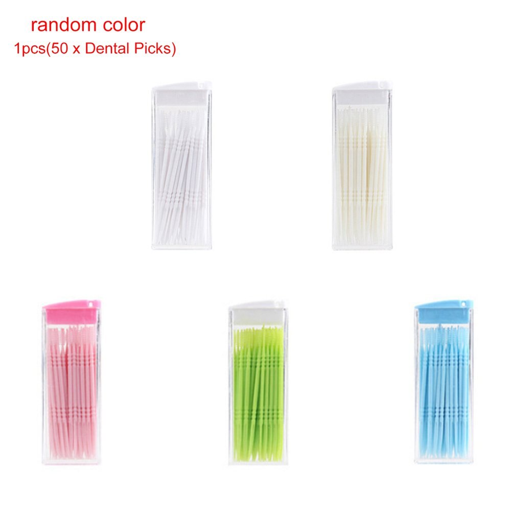 Portable Double Head Brush Tooth Picks Plastic Interdental Toothpick Brush 50 PCS Hotel Dental Picks Oral Care