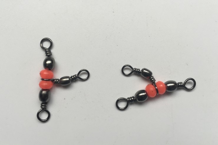 20 Pcs/lot 3 voies pêche roulement laiton baril Triple émerillons portant connecteur solide anneau pêche matériel de pêche accessoire