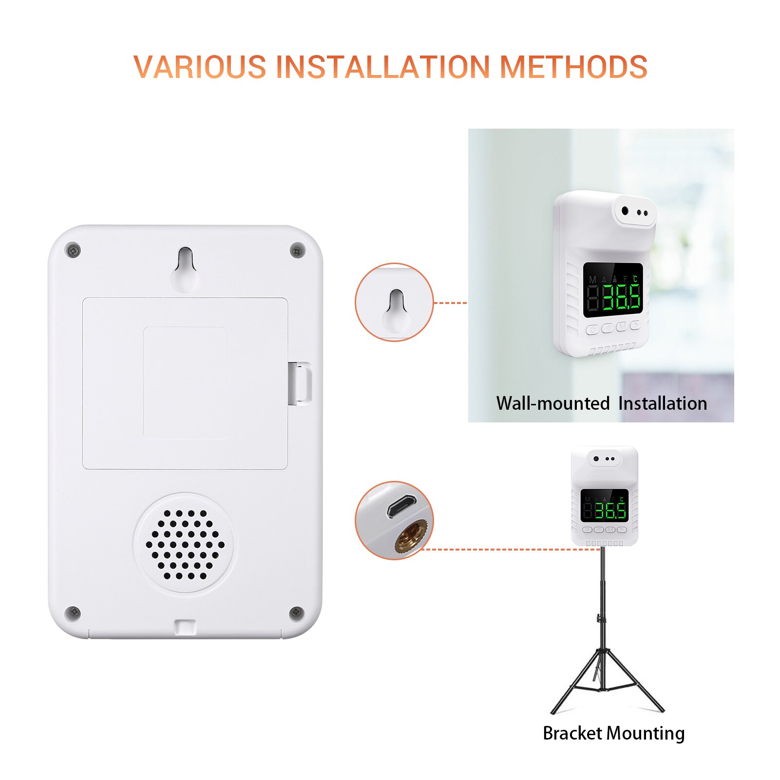 Non-contact Infrared Thermometer Wall-Mounted Forehead Temperature Measurement Meter for Adults Kids