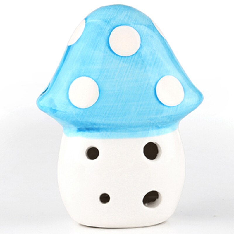 Ocarina-Colgante de cerámica con 6 agujeros para principiantes, pequeño seta de dibujos animados, 5 colores, tono Alto C, juguetes de enseñanza de recuerdo turístico, novedad de: Blue