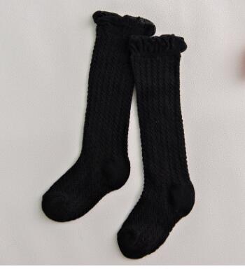 Summer Thin Over-the-knee Socks Anti-mosquito Socks Breathable Kneecap Babies' Children Cotton Socks General Socks Unisex Solid: Black Knee Mesh / 0 to 1year