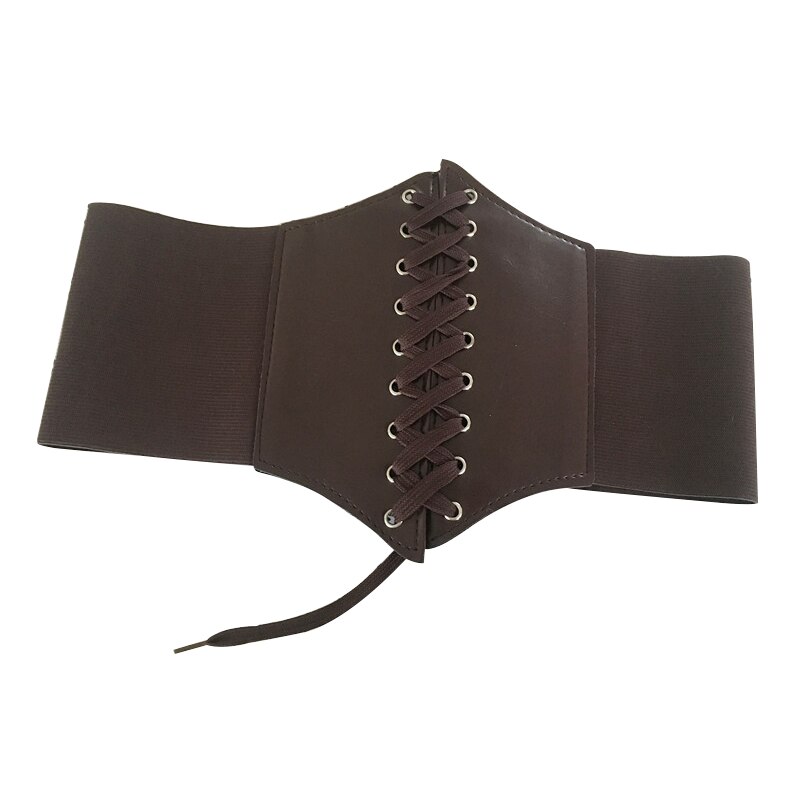 Corset cuero Pu ancho para adelgazamiento de cuerpo cinturones para mujer elástico cinturón a la cintura alto Cinto Sobretudo femenino Ceinture Femme Fajas: Café