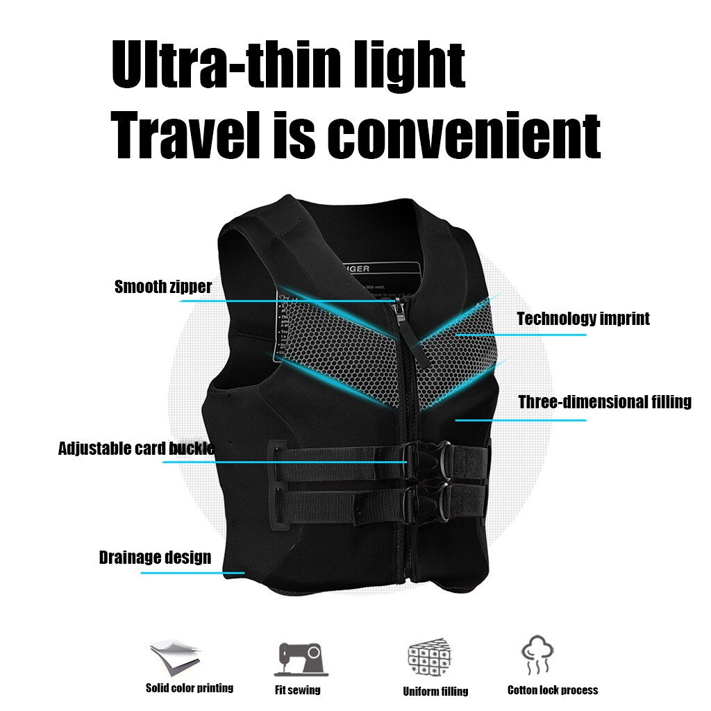 40# Adults Adjustable Life Vest Aid Vest Kayak Buoyancy Fishing Boat Watersport Swimming Surfing Survival Polyester Vest Jacket