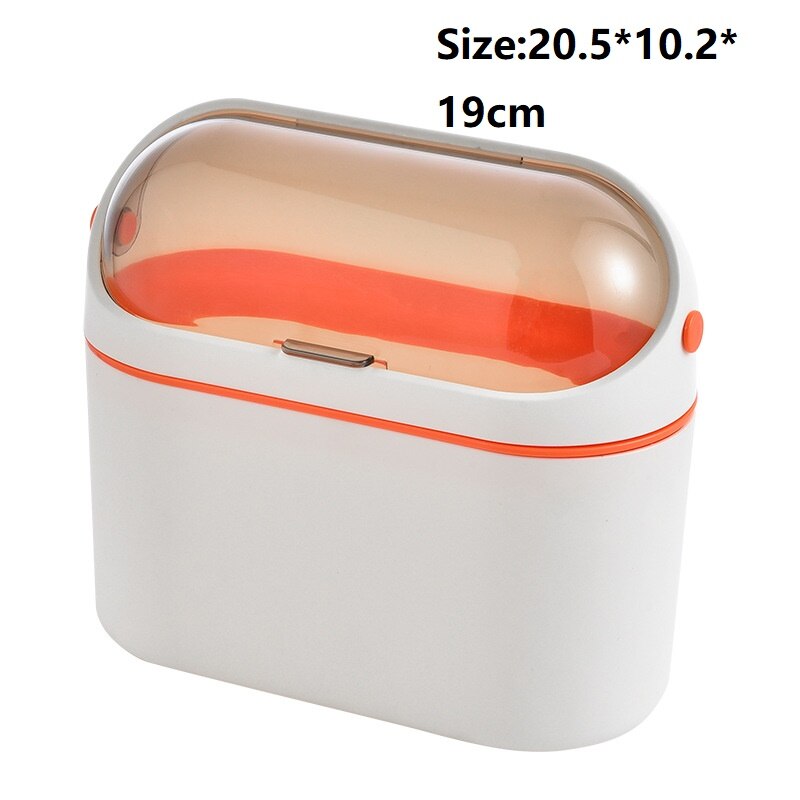 Kjøkken hengende søppeldunker plassbesparende søppelbøtte med lokk søppelbøtte bordoppbevaringsbøtte bil søppel husholdningsrengjøringsverktøy: B-oransje