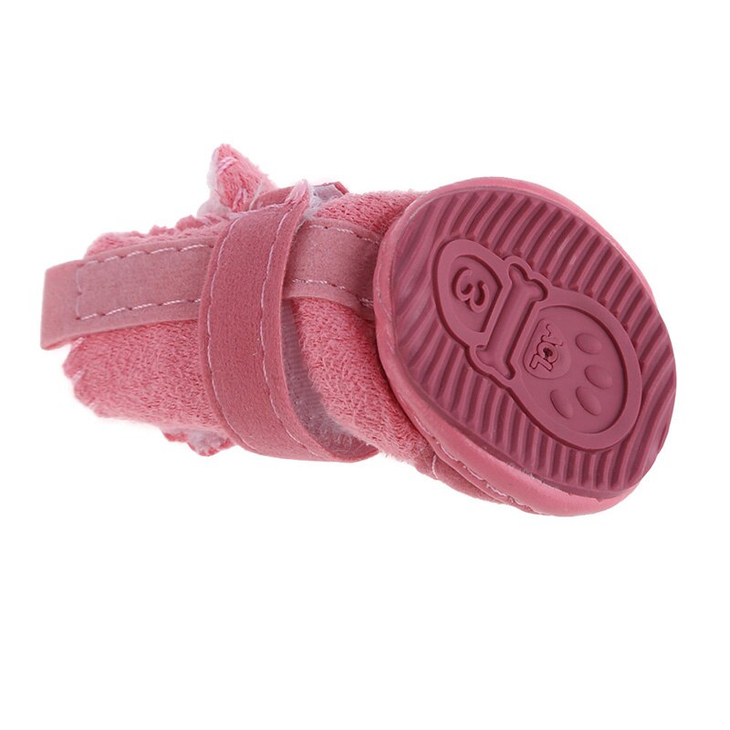 4Pcs/Set Winter Warm Shoes for Dogs Warming Cotton Plush Boots Snow Walking Cotton Blend Puppy Cats Sneakers Pet Supplies