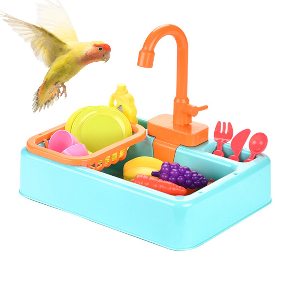 Fugl vandføder automatisk papegøje badekar swimmingpool vandhane papegøje bad brusebad vand dispenser fugl bur badeværelse papegøje legetøj: Grøn