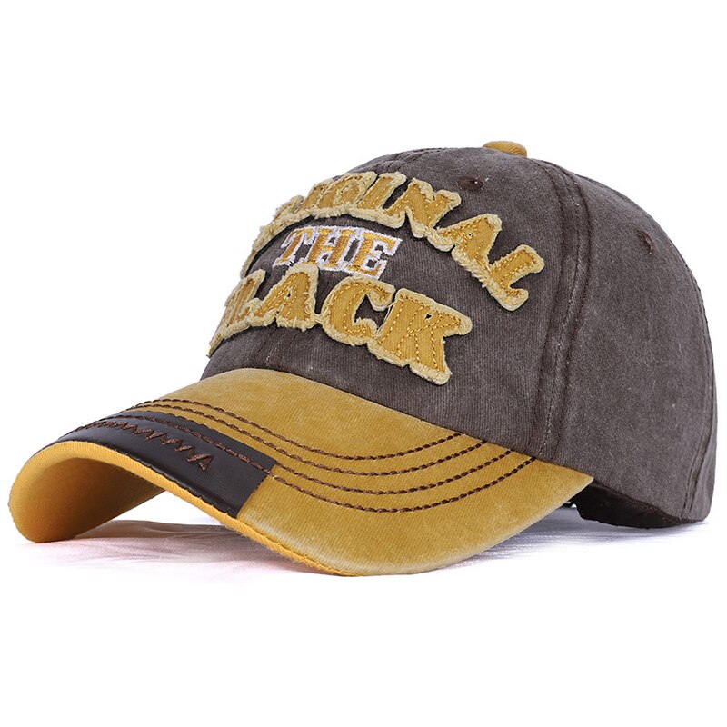 Retro Verontruste Baseball Cap Mannen En Vrouwen Eenvoudige Brief Patch Zonnebrandcrème Zonnehoed Gewassen En Ademende Cap: yellow coffee