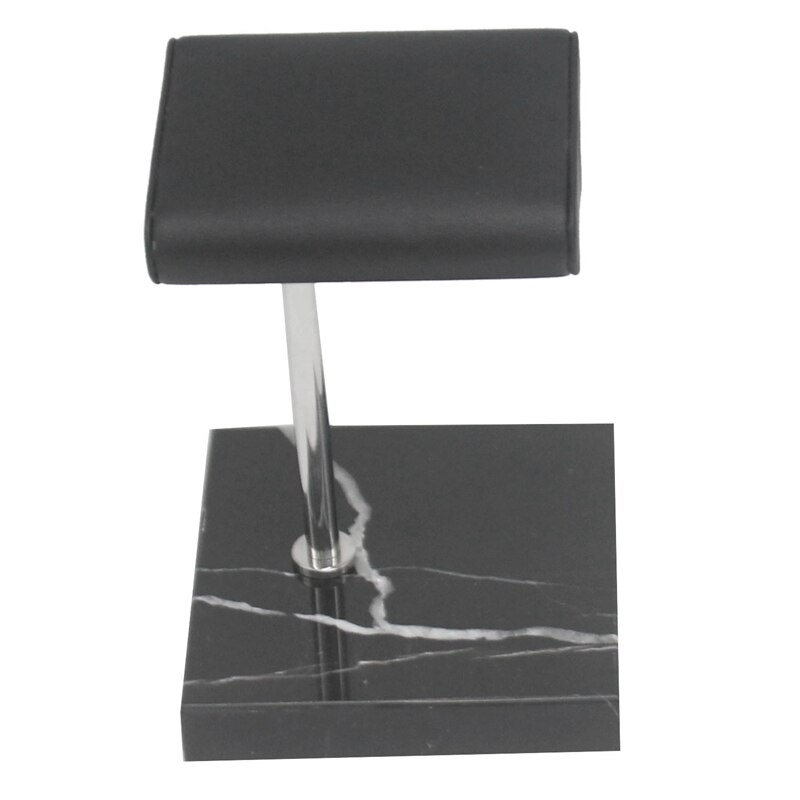 Watch Stand Holder - Black Marble Base & Silver Metal Rod - Jewelry Display for Watches & Bracelets