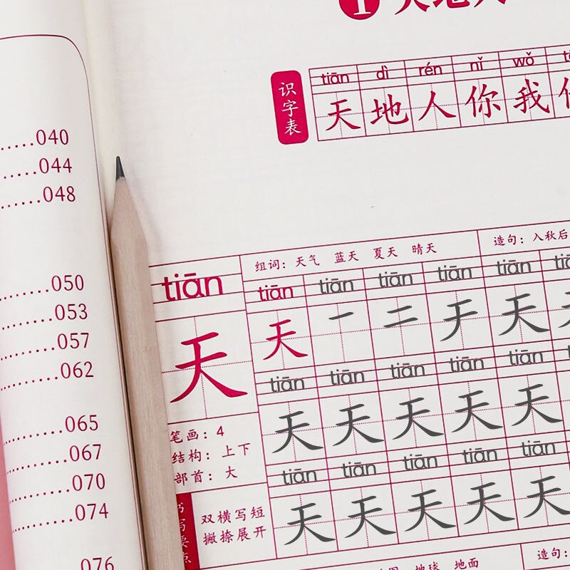 2 Book The First Grade Calligraphy Post Elementary School Students Chinese Children Stroke Order Tracing Book Early Education