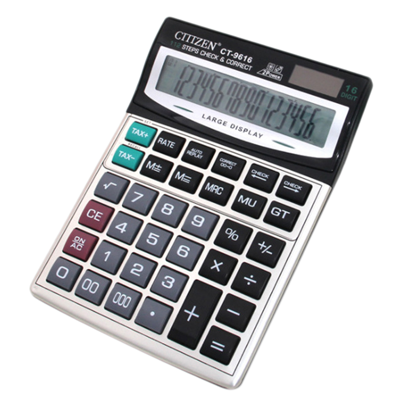 Gtttzen Large Button 16-Bit Display Calculator Ct-9616 Abs Metal Dual Power Supply Solar Energy Calculator