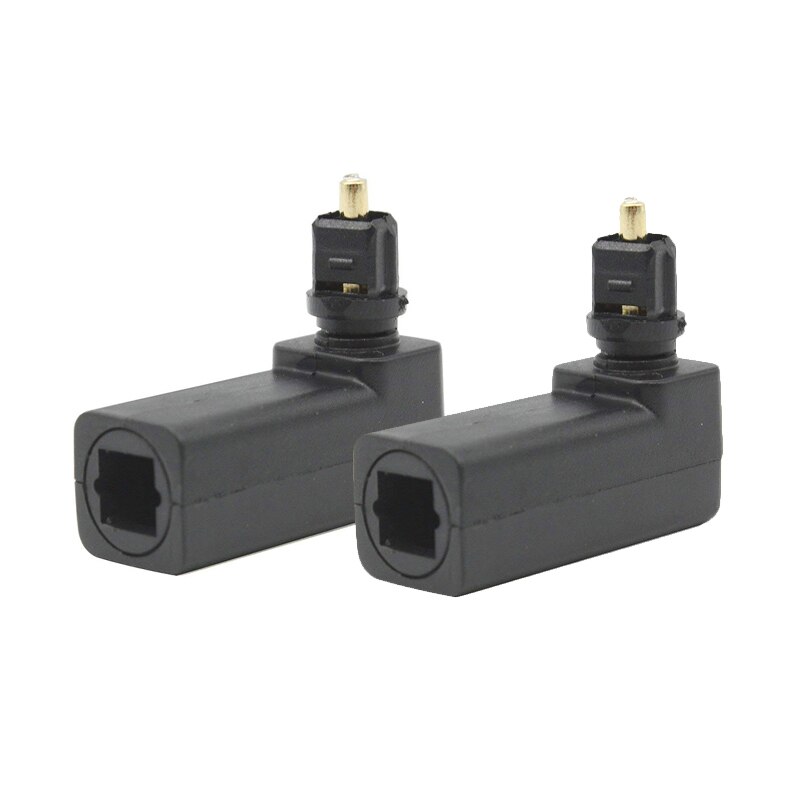 Pack of 2 360 Degree Digital Fiber Optic Toslink Right Angle 90 Degree Female to 3.5 mm Mini Male Optical o Connector Adapte: Default Title