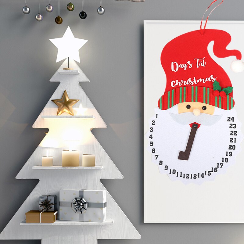 Christmas Timer Countdown Calendar Wall Hanging Pendant Santa Claus Snowman Calendars Clock Year Decor Home Ornament