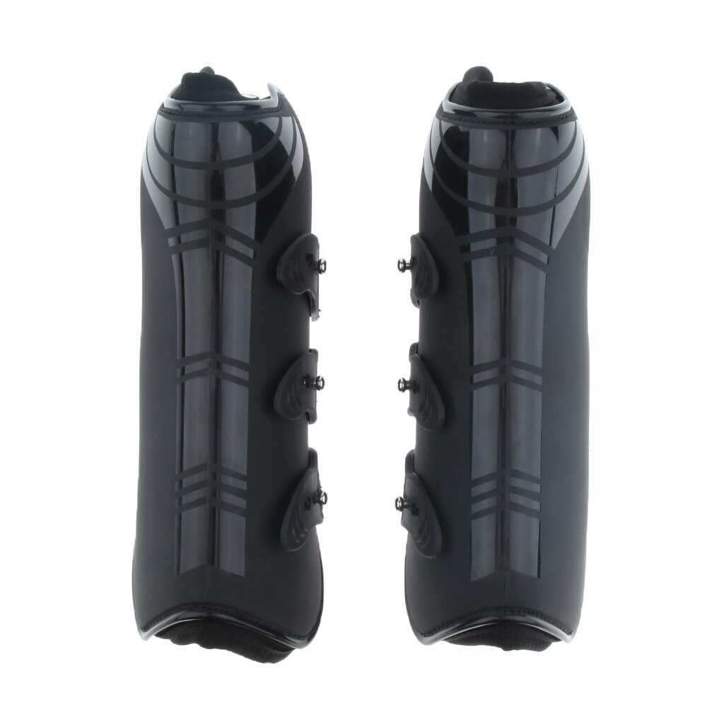 Pferd Pony Übung Erweiterte Pro Tec Springen Sehne Boot &amp; Fetlock Boot Vorne Offen Einstellbar Schwarz