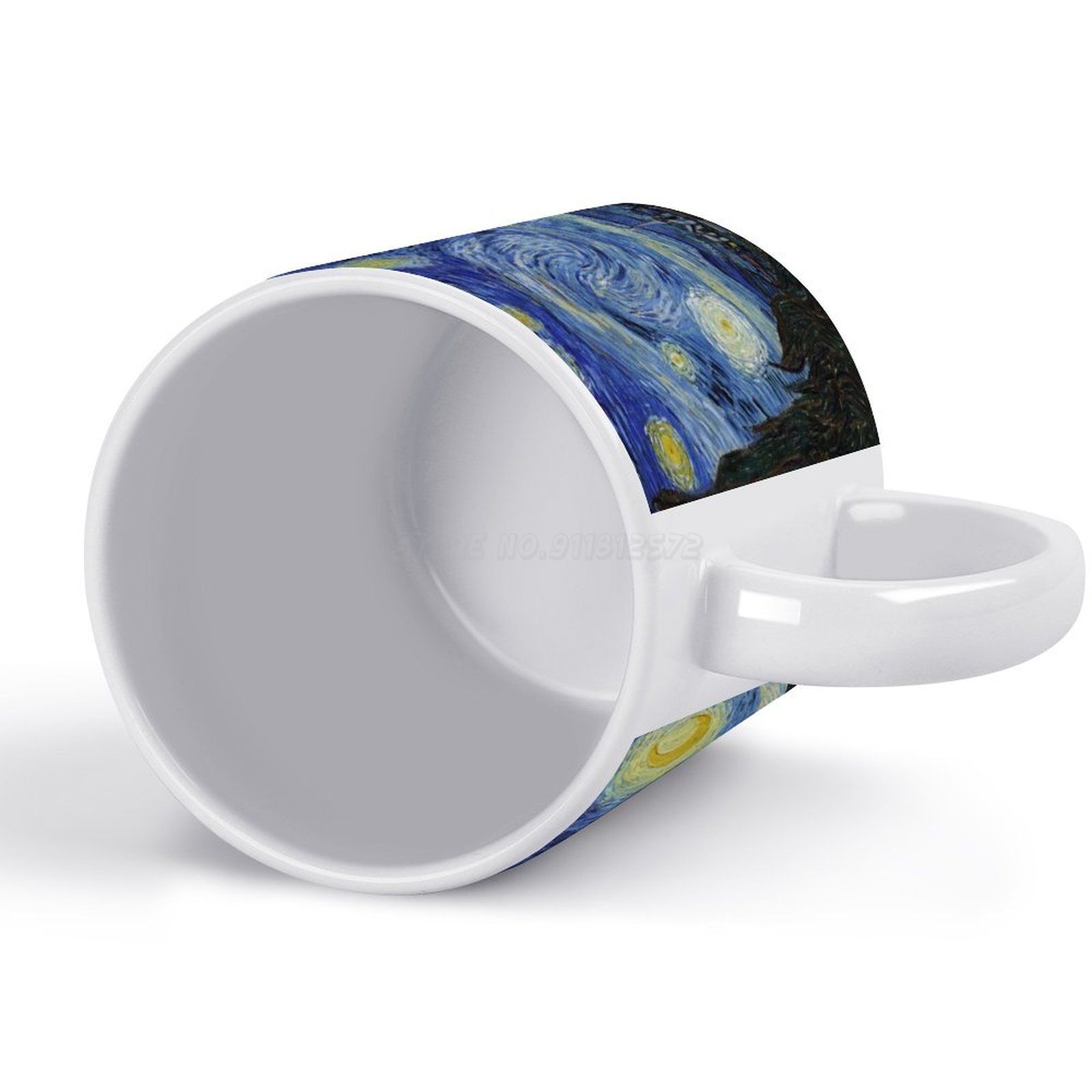 Starry Night-Van Gogh White Mug Ceramic Mug Mug Star Stars Vincent Van Gogh Van Gogh Oil Vintage Old Culture Moma