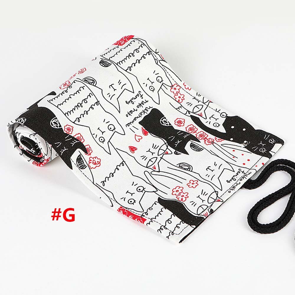 36- gats etui kat schoolbenodigdheden kunst pennenzakjes etui canvas wikkelrol student cosmetische kwast opbergruimte schrijfwaren: G