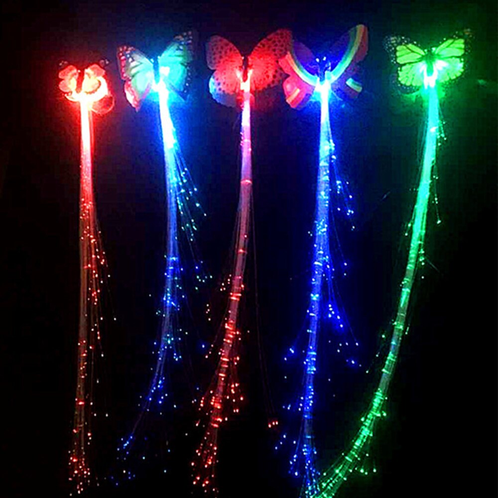 30 stücke LED Party Liefert glühend Blitz Haar Clips Leuchtenden Schmetterling Haar Verlängerung Blitz-flechten Clips für Weihnachten Halloween Spielzeug