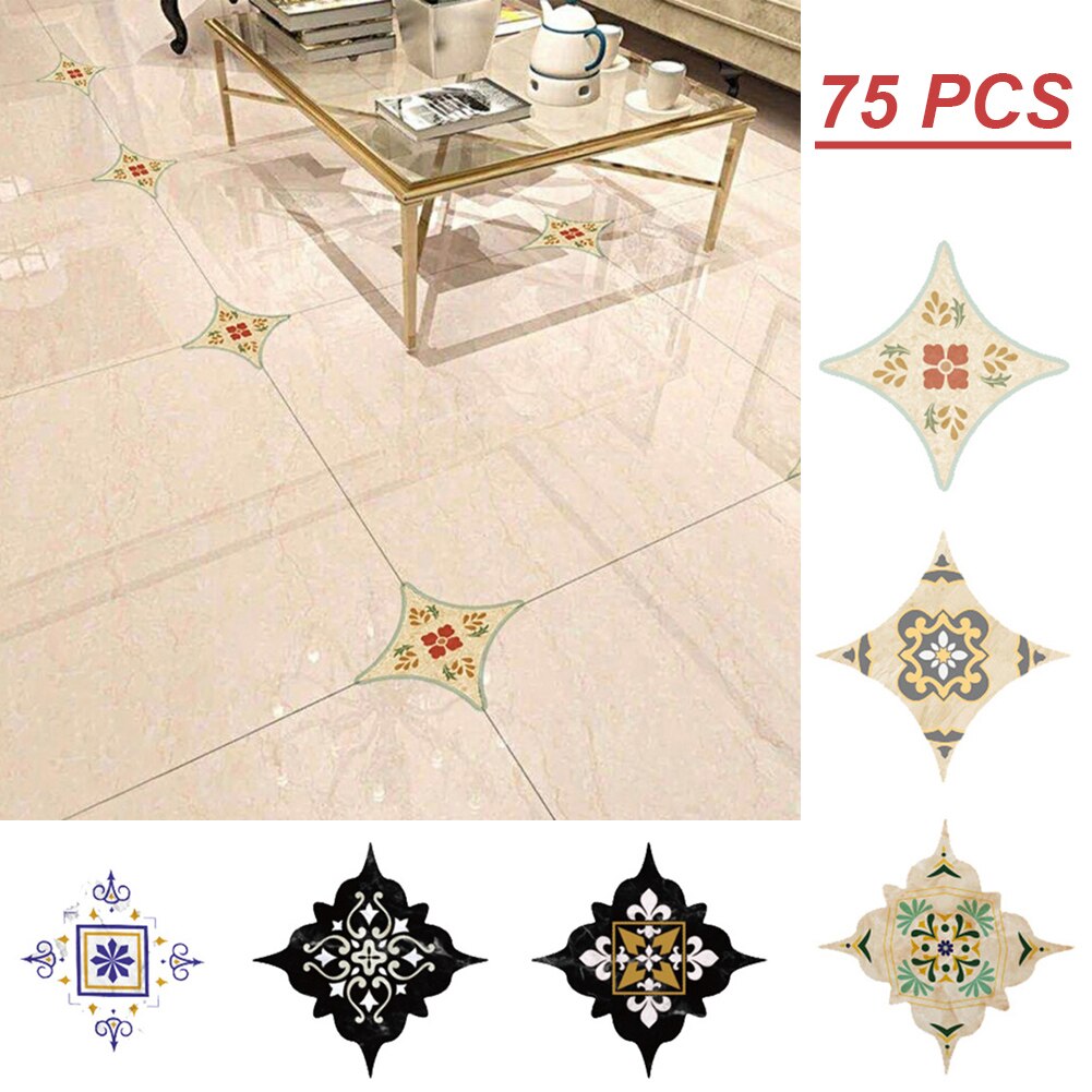 5Pcs 15 Stickers/Sheet Floor Sticker PVC Removable Stickers Wall Floor Corner Stickers Home Decoration Supplies Tiles 8*8cm