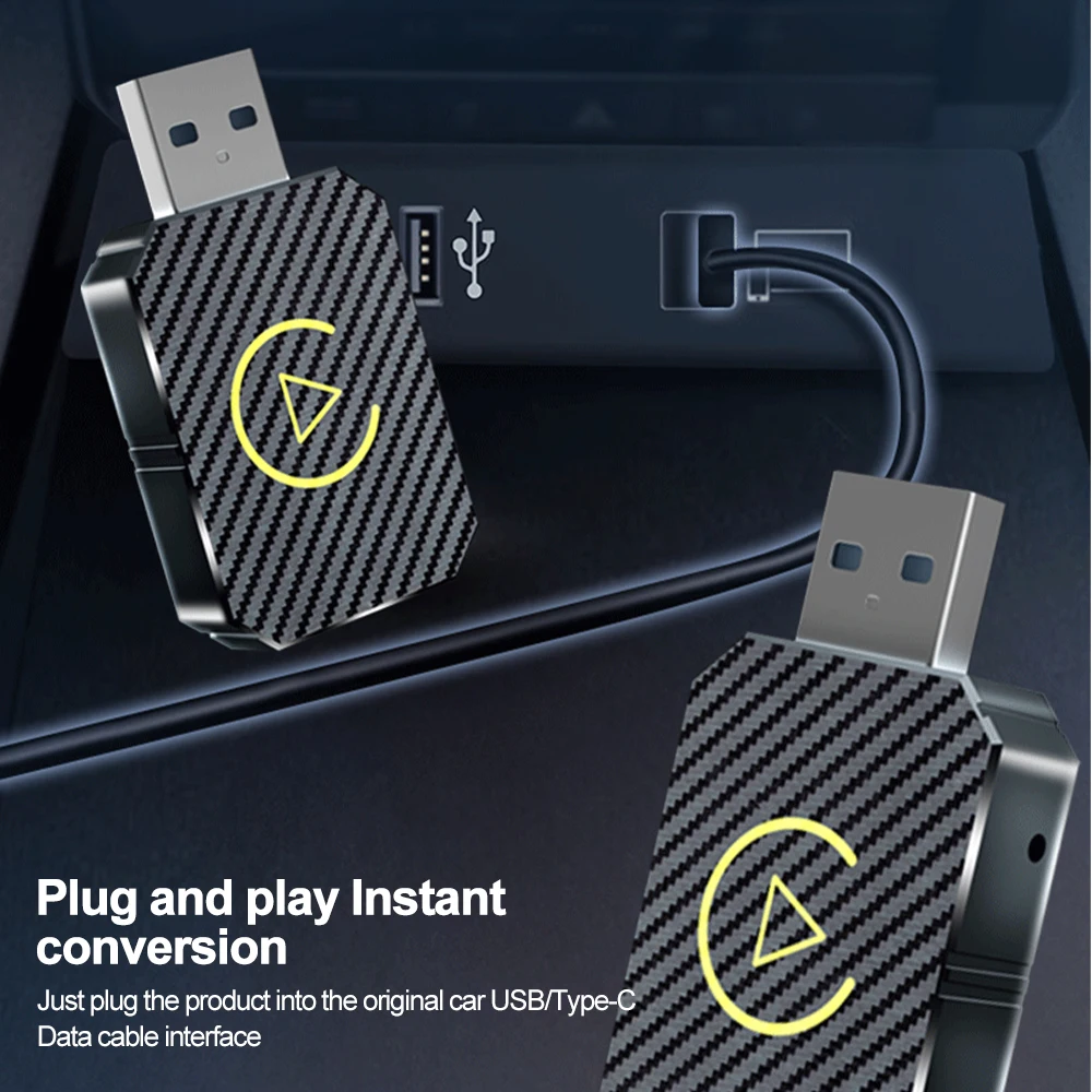 2 in 1 trådlös carplay-adapter och android mini-auto trådlös adapter , 5 ghz wifi typ-c/usb plug & play carplay trådlös adapter